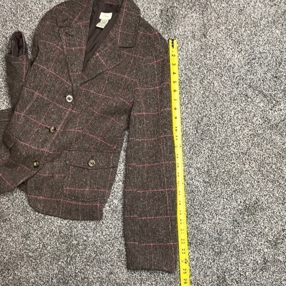 Vintage L.L Bean Brown/Pink Wool Blend Plaid Blazer Jacket - Picture 10 of 14
